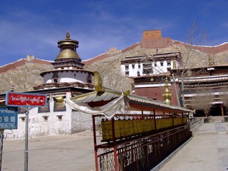 Tibetan Prayer Wheel & Monestary